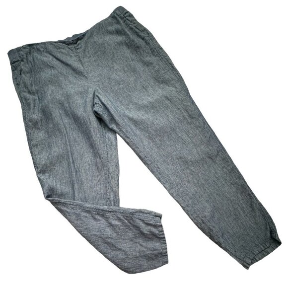 J.Jill Love Linen 100% Linen Denim Blue Pants Pull-On Pockets Women's Size XL - Picture 1 of 8